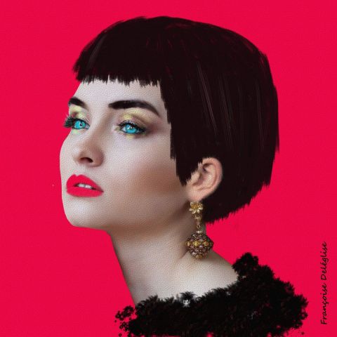 L'artiste Françoise DELEGLISE - en rouge et noir