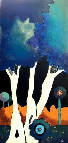 L'artiste Marie-Pierre JAN - Arbre 3 troncs L'artiste Marie-Pierre JAN - Arbre 3 troncs