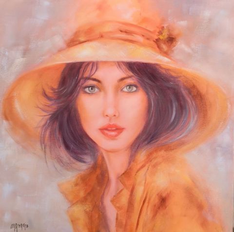 Mon joli chapeau  - Peinture - MARTINE GREGOIRE