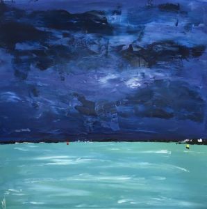 Peinture de valerie jouve: orage sur Port Navalo