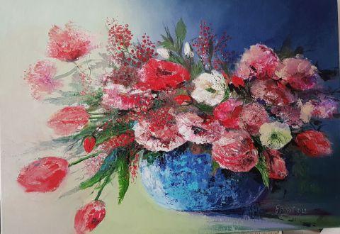 Le vase bleu - Peinture - EBOREL