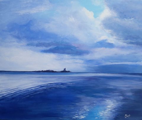 L'artiste Claudine Hebert - La Hougue par grande marée L'artiste Claudine Hebert - La Hougue par grande marée