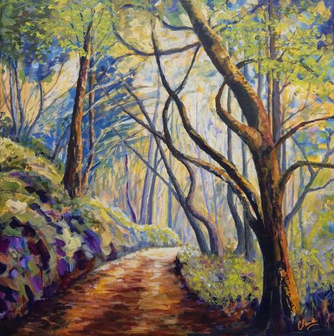 L'artiste Claudine Hebert - Chemin en sous-bois L'artiste Claudine Hebert - Chemin en sous-bois