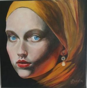 Peinture de EBOREL: Version de jeune fille à la perle 