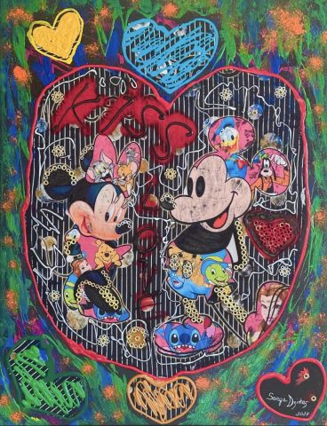 « MICKEY ‘S LOVE KISS » - Peinture - SONYA DZIABAS