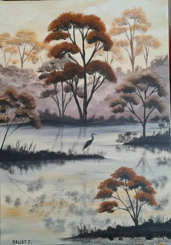 LE HERON - Peinture - isabelle sallet payen