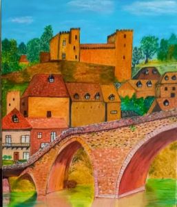 Peinture de LUCIE2: VILLAGE MEDIEVAL