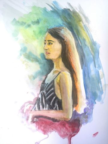 jeune fille au jardin - Peinture - Virgile jeune fille au jardin - Peinture - Virgile