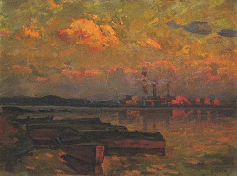 Evening on the river - Peinture - Belikov