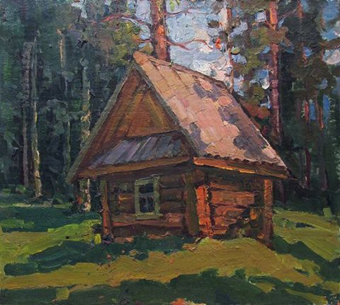 Forest hut - Peinture - Belikov