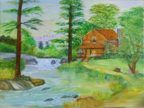 CASCADE PRES DU CHALET - Peinture - LUCIE2