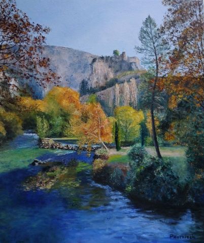 Fontaine en automne - Peinture - Pascale HARNISCH