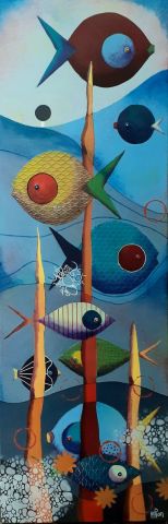 Danse des poissons 1 - Peinture - Marie-Pierre JAN Danse des poissons 1 - Peinture - Marie-Pierre JAN