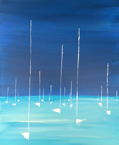 voiliers au mouillage 2 - Peinture - valerie jouve voiliers au mouillage 2 - Peinture - valerie jouve