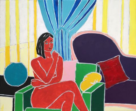 L'artiste valerie jouve - nu au fauteuil vert L'artiste valerie jouve - nu au fauteuil vert