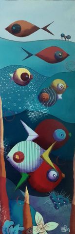 Danse des poissons 2 - Peinture - Marie-Pierre JAN Danse des poissons 2 - Peinture - Marie-Pierre JAN