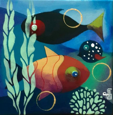 Poissons 1 - Peinture - Marie-Pierre JAN Poissons 1 - Peinture - Marie-Pierre JAN