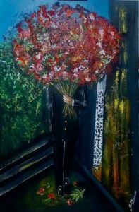 Peinture de marie jose Rodrigues: dite le avec des fleurs