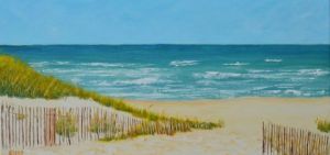 Peinture de christian riado: Plage du médocG