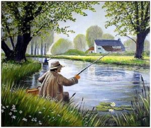 Peinture de watrin91: Le pêcheur à la ligne
