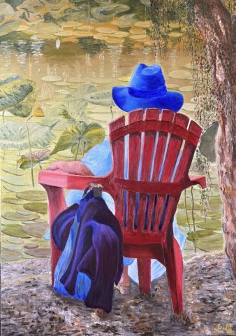 Au bord de l'étang - Peinture - zepol
