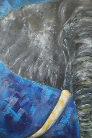 tete d elephant - Peinture - Rmarras