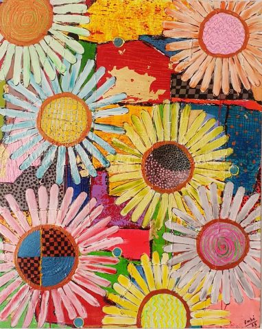 Cosmic Flowers - Peinture - Embe
