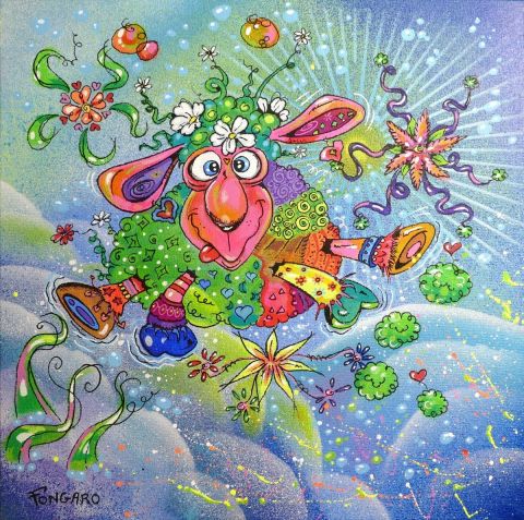 Bouclettes et béatitude - Peinture - Virginie Fongaro
