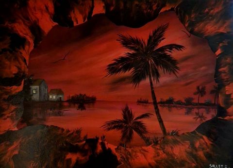 NUIT ROUGE - Peinture - isabelle sallet 