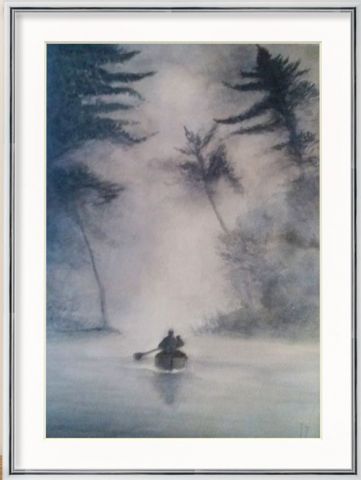 Barque dans la brume - Peinture - isabelle zimmermann