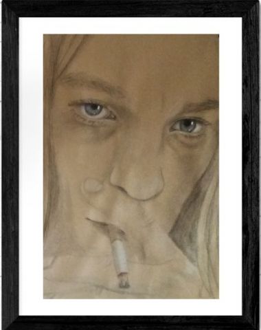 L'homme à la cigarette - Peinture - isabelle zimmermann