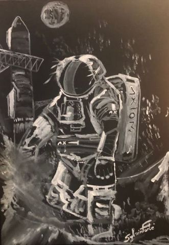 step by step on the Moon - Peinture - COMETE