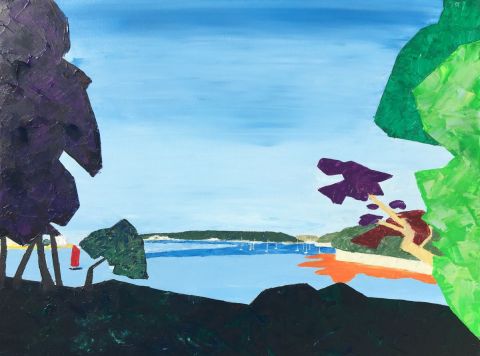 vue du Golfe depuis la maison rose - Peinture - valerie jouve vue du Golfe depuis la maison rose - Peinture - valerie jouve