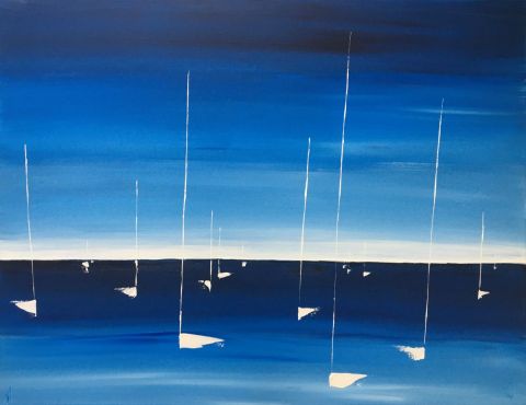 voiliers au mouillage 6 - Peinture - valerie jouve voiliers au mouillage 6 - Peinture - valerie jouve