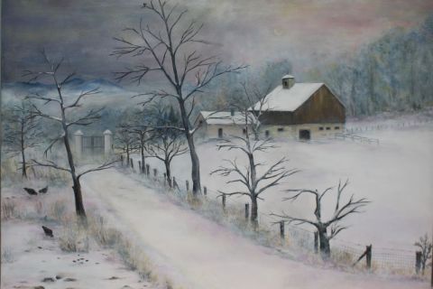 Neige en Bourgogne - Peinture - EVER
