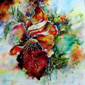 Peinture de Jean Jourdan: Une fleur rouge