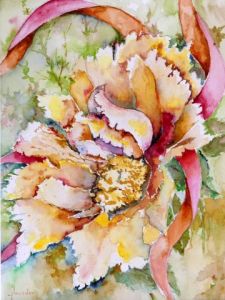 Peinture de Jean Jourdan: la fleur et le ruban