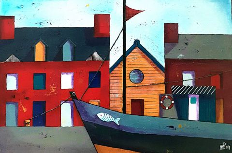 Maisons rouges - Peinture - Marie-Pierre JAN Maisons rouges - Peinture - Marie-Pierre JAN