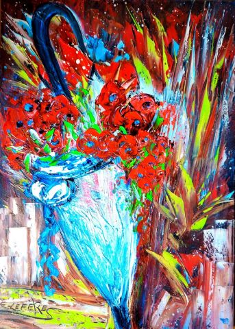 L'artiste Edwige lefevre - L'ombrelle aux coquelicots 