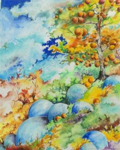 Peinture de Jean Jourdan: les rochers bleus