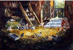 Peinture de Jean Jourdan: Les poules