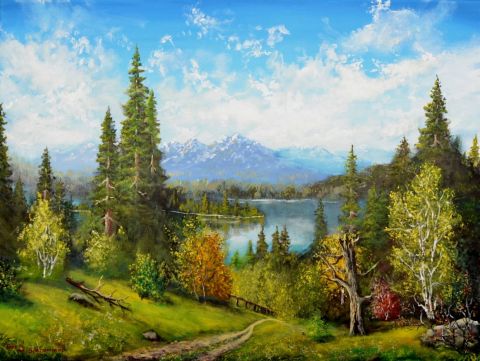 Paysage ensoleillé - Peinture - Farid Sidoummou