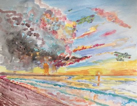 Peinture : LA BATAILLE AERIENNE - COMETE Peinture : LA BATAILLE AERIENNE - COMETE