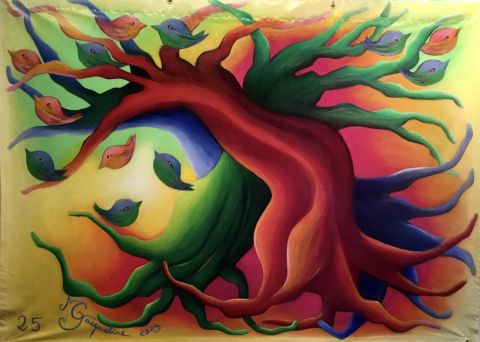 BONIFATO LA FORET DES BIENFAITS - Peinture - Jacqueline Muller Grugnardi