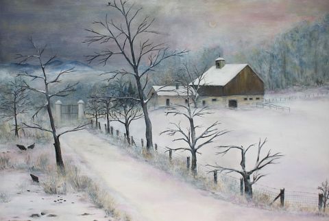 Vézelien en hiver  - Peinture - EVER
