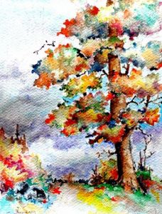 Peinture de Jean Jourdan: Au bord du chemin