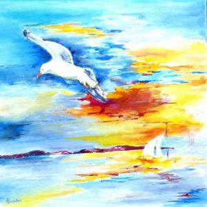 Peinture de Jean Jourdan: fais comme l'oiseau