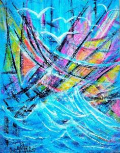 Peinture de Edwige lefevre: LE CHANT DES VAGUES