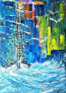 Peinture de Edwige lefevre: Déferlante à la cité de la voile lorient