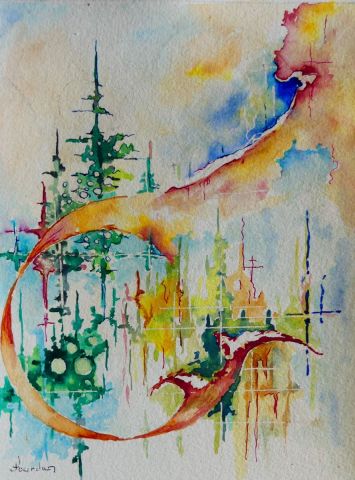 Les sapins - Peinture - Jean Jourdan